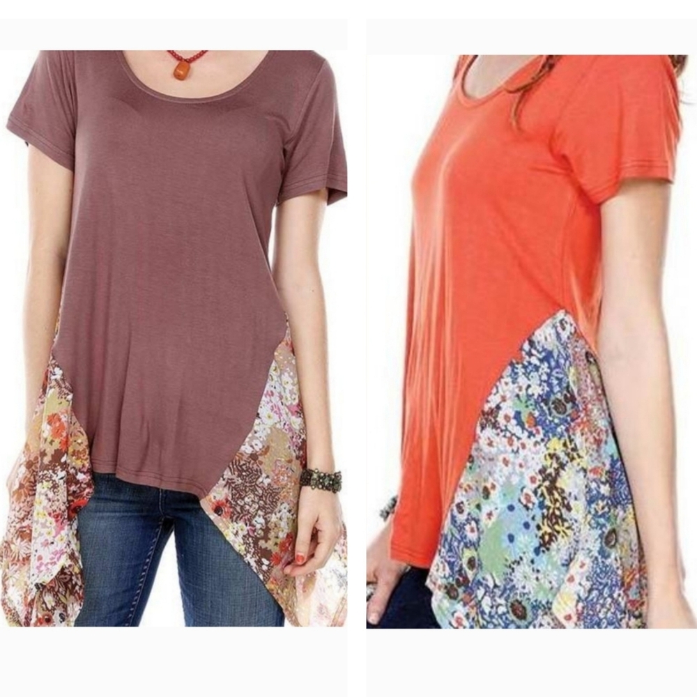 NWT Bundle of 6 Tunics Tops for $60 Floral Chiffon Applique ($10 Ea)